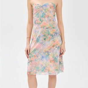 AFRM Lucile Floral Strapless knee lengtb mesh Dress NWT NEW